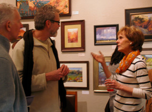 Arlene Braithwaite engages discussion with gallery supporters, Artisans Art Gallery, Cedar City, Utah, Feb. 21, 2015 | Photo by Carin Miller, St. George News