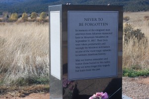 A monument dedicated to the men and boys that were killed in the Mountain Meadows Massacre sits on the site where the Sept. 11, 1857 massacre is said to have taken place, Mountain Meadows, Nov. 7, 2011
