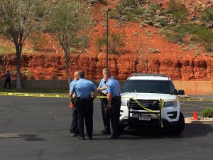 A man was found dead on the Spilsbury Mortuary lawn with what police said appeared to be a self-inflicted gunshot wound to the head, St. George, Utah, March 7, 2016 | Photo by Kimberly Scott, St. George News