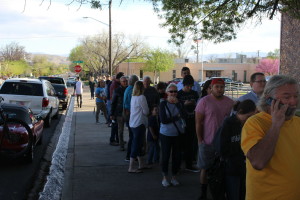 Washington County Democrats torn out en masse at the Washington County Administration Building waiting for a chance to vote, St. George, Utah, March 22, 2016 | Photo by Ric Wayman, St. George News 