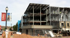 The Campus View Suite under construction on the Dixie State Campus. Once completel, the facility will offer 350 beds for DSU students, St. George, Utah, April 5, 2016 | Photo by Mori Kessler, St. George News