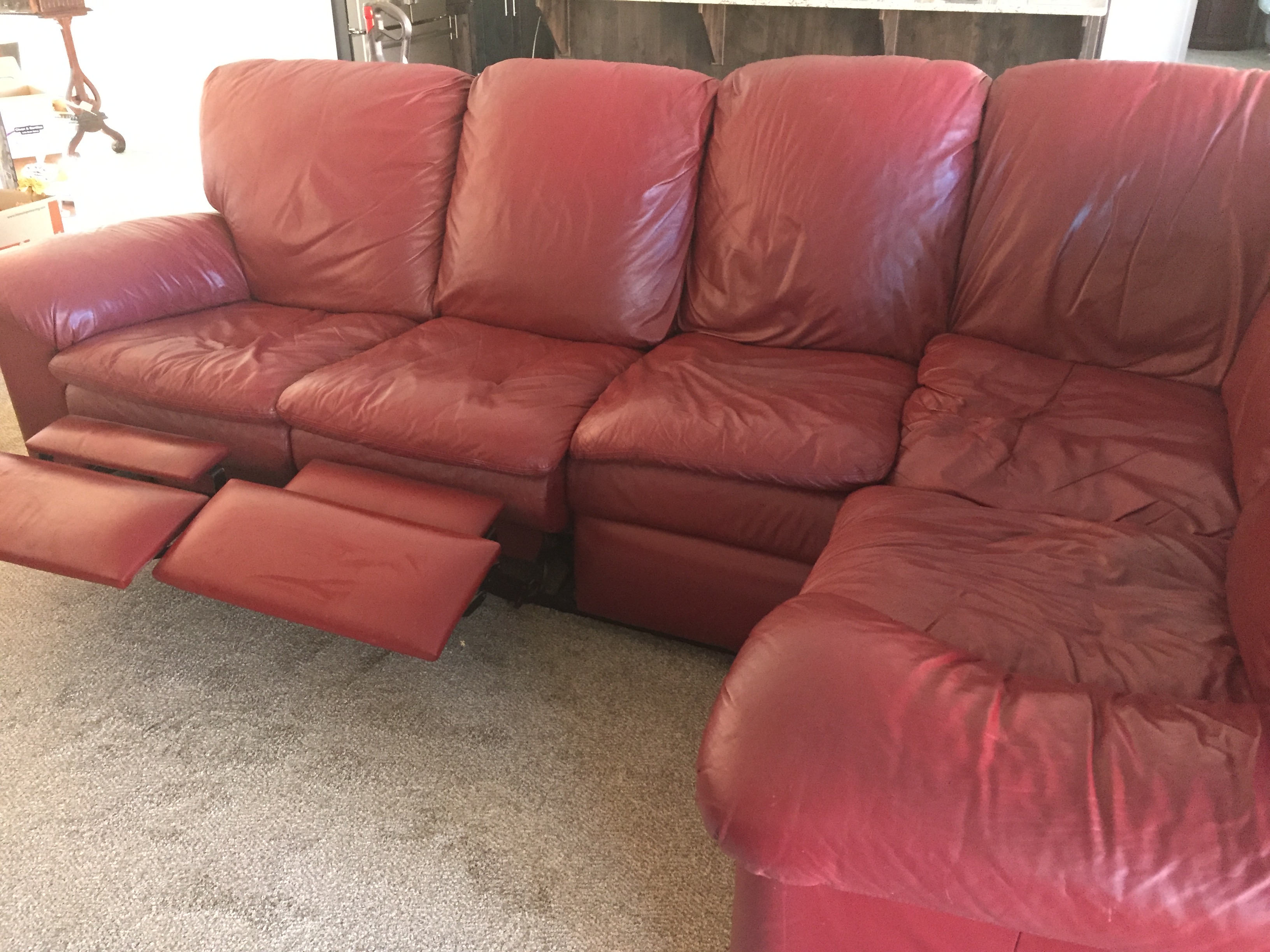 leather sectional sofa with 2 recliners