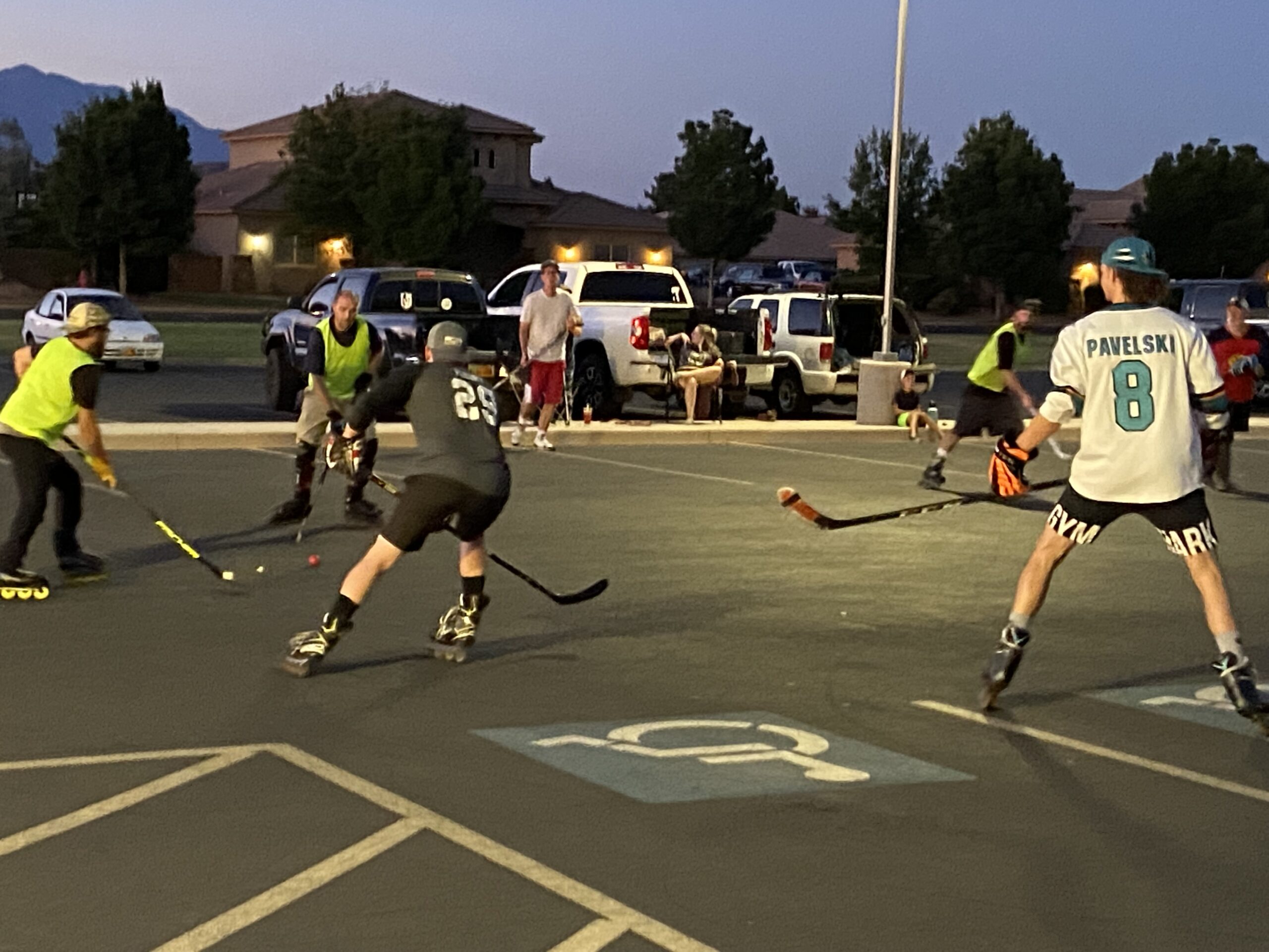 Roller hockey enthusiasts burn up the asphalt at weekly games