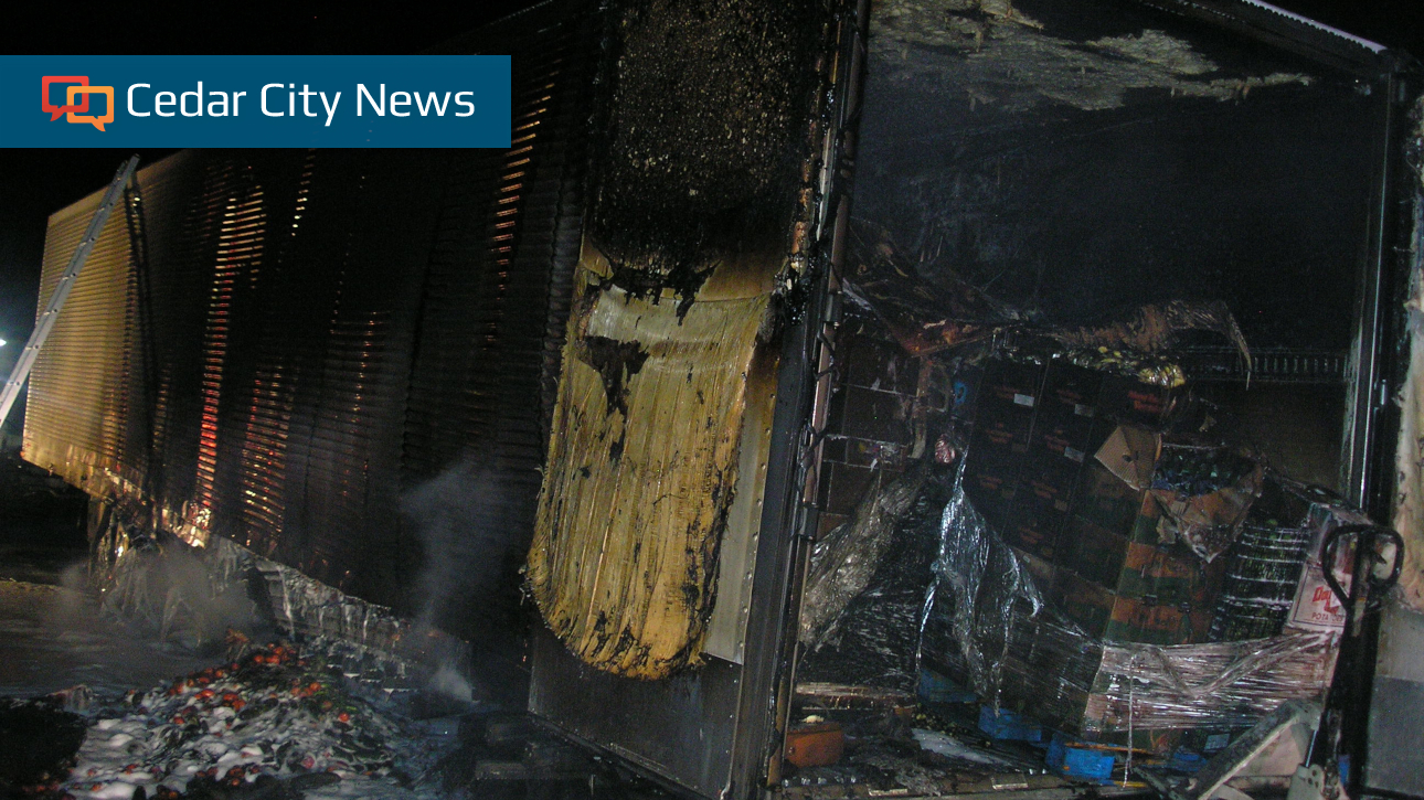 Police Flat Tire Causes Semi To Catch Fire On I 15 Near Cedar City St George News 