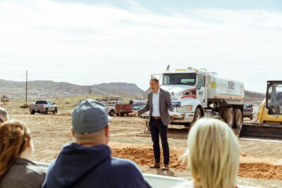 Mayor of Washington City, Kress Staheli, speaks at the ground breaking ceremony, Washington City, Utah, March 16 | Photo by Shane Stewart via NEI Excel, St. George News