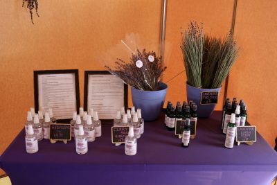 Homemade lavender products sit on a table inside a tent at Baker Creek Lavender Farm, Central, Utah, June 29, 2022 | Photo by Jessi Bang, St. George News