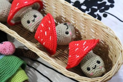 Hand-crocheted mushrooms made by Melissa Daams are shown, St. George, Utah, Aug. 23, 2022 | Photo by Jessi Bang, St. George News