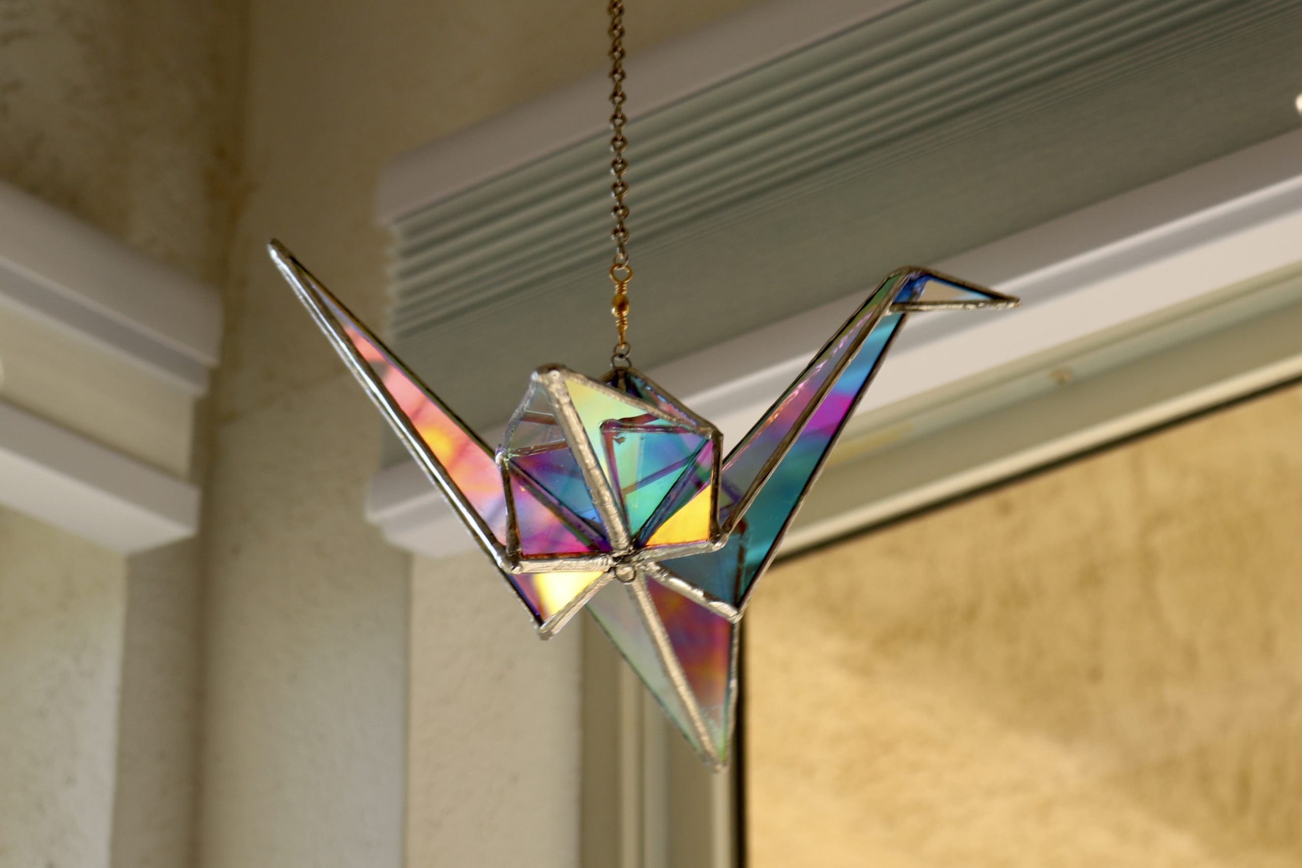 stained glass cranes