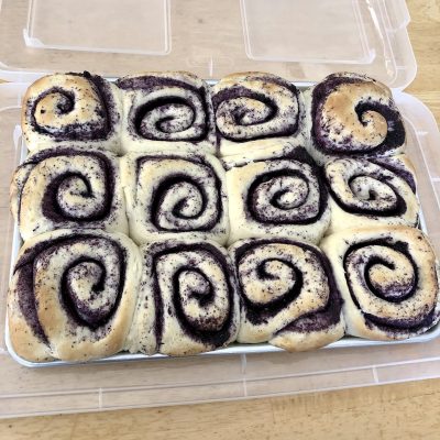 Homemade blueberry dessert rolls from Cinna-Roller are shown, location and date unspecified | Photo courtesy of Mahonri Fawson, St. George News
