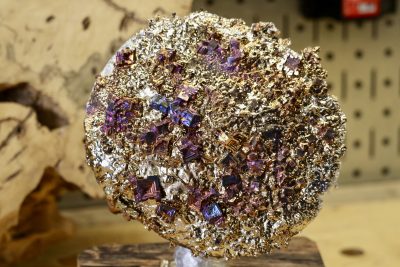 A metal-cast mushroom features bismuth crystals in Central, Utah, April 12, 2023 | Photo by Jessi Bang, St. George News