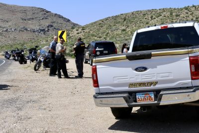 Officers respond to a motorcycle crash on Highway 91, May 21, 2023 | Photo by Jessi Bang, St. George News