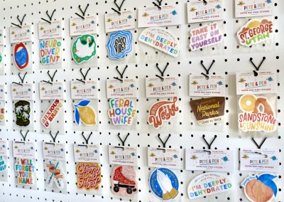 Hand drawn stickers by Pete & Pen are on display in Ivins, Utah, June 8, 2023 | Photo by Jessi Bang, St. George News