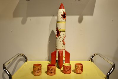 A rocket shot glass set by Sun Lotus Designs is on display inside The Tilted Kiln in St. George, Utah, Aug. 2, 2023 | Photo by Jessi Bang, St. George News