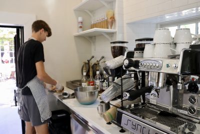 An employee makes fresh waffle cones inside Bee Sweet Ice Cream and Coffee in St. George, Utah, Aug. 6, 2023 | Photo by Jessi Bang, St. George New