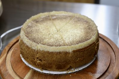 A Tiramisu Cheesecake by Se' Cheese Gourmet Cheesecakes sits on a kitchen island in Ivins, Utah, Aug. 7, 2023 | Photo by Jessi Bang, St. George News