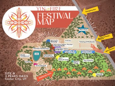A Yin on Fire festival map shows the location of various activities that will take place at Three Peaks Oasis in Cedar City, Utah | Photo courtesy of David Hatch, St. George News