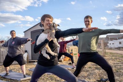 Attendees enjoy Goat Yoga at Inner Peas Farm in Hurricane, Utah, date unspecified | Photo courtesy of Camille Zolman, St. George News