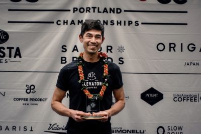 Andrew Coe takes first place at the U.S. Coffee Roasting Championships in Portland, Oregan, date unspecified | Photo courtesy of Andrew Coe, St. George News