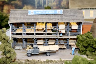 A scene from M. Dave Merrill's train features accurately-scaled lumber, St. George, Utah, Oct. 24, 2023 | Photo by Jessi Bang, St. George News