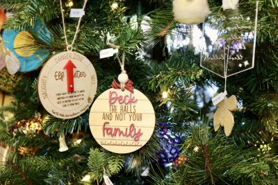 Homemade ornaments hang from a Christmas tree inside MoFACo in St. George, Utah, Nov. 21, 2023 | Photo by Jessi Bang, St. George News