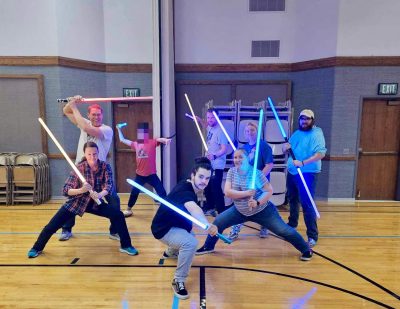 Members of the Saber Guild of Southern Utah practice choreographed lightsaber fighting, location and date unspecified | Photo courtesy of Connor Malcolm, St. George News