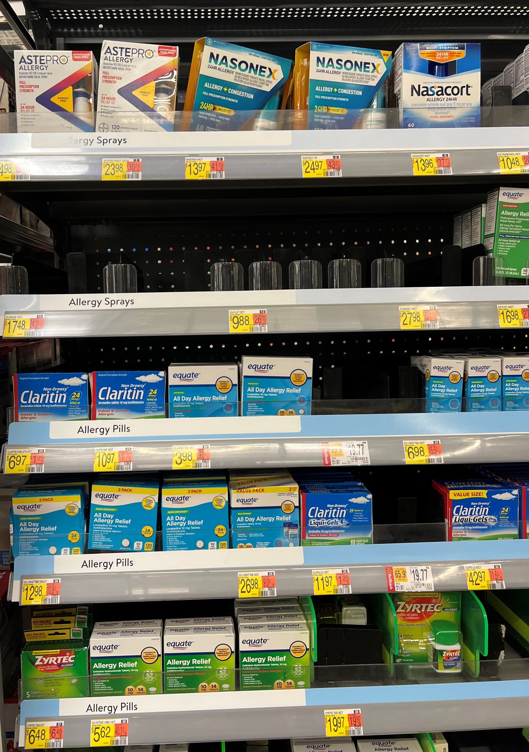 Allergy medications and gaps in the supply at Walmart, 