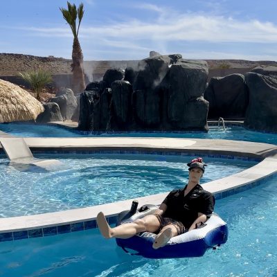 A Parade Home features a lazy river with a mannequin floating down it, St. George, Utah, Feb. 23, 2024 | Photo by Jessi Bang, St. George News