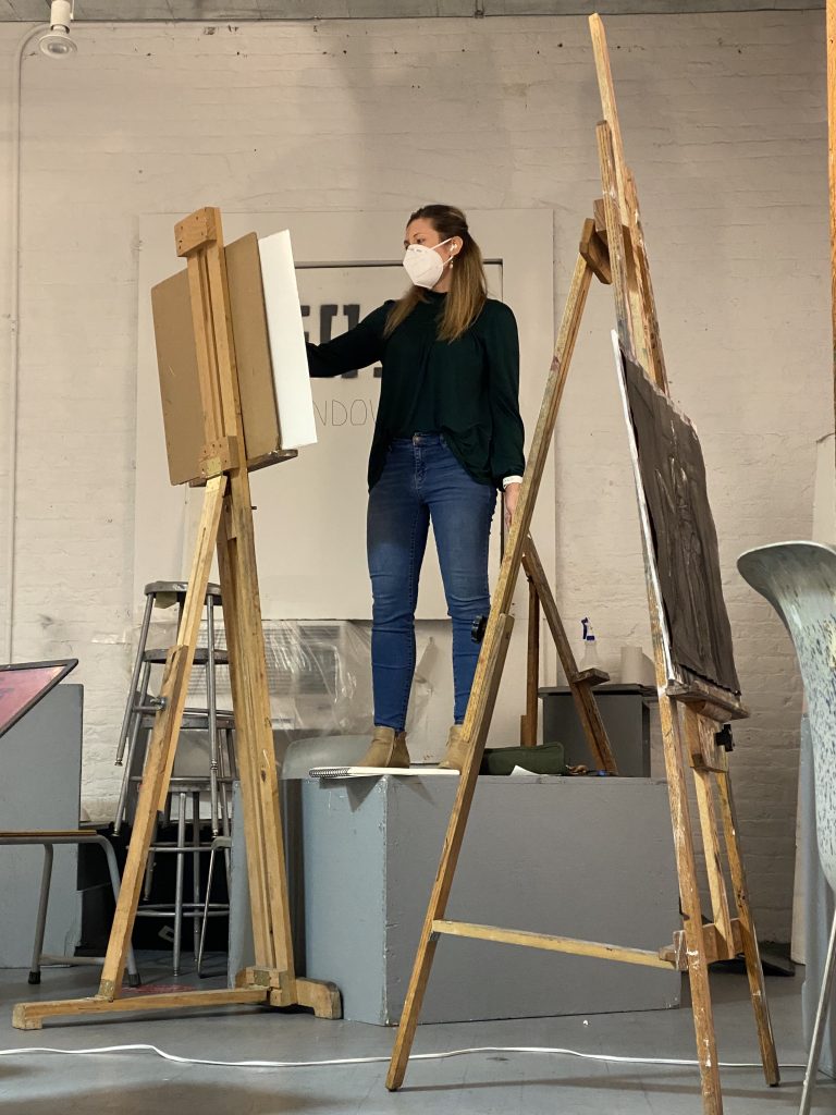 Megan Schaugaard draws a model in class at the New York Academy of Art in New York, New York, circa 2020 | Photo courtesy of Megan Schaugaard, St. George News