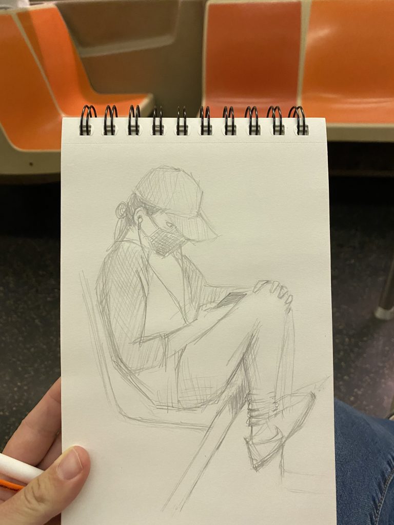 Megan Schaugaard draws people on the subway in New York, New York, date not specified | Photo courtesy of Megan Schaugaard, St. George News