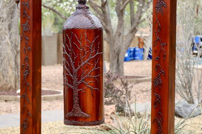 A metal sculpture by Michael Beals is installed in his home garden in Apple Valley, Utah, April 15, 2024 | Photo by Jessi Bang, St. George News