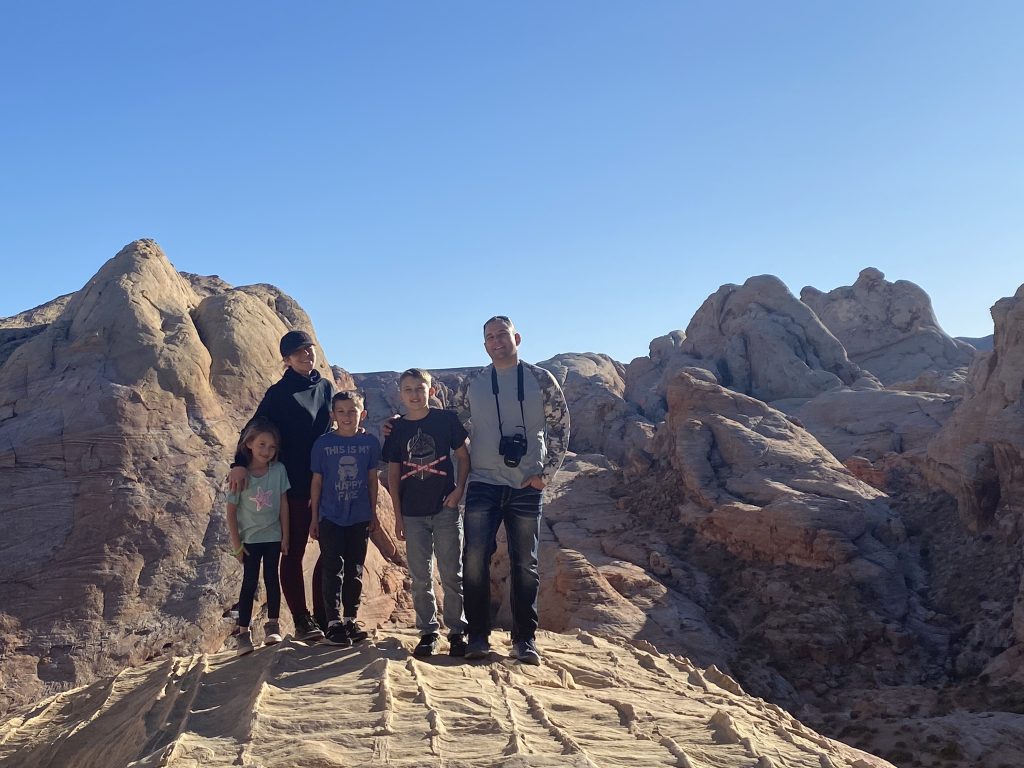 Megan Schaugaard and her family visit Valley of Fire during her less than 24-hour visit, Overton, circa Nov. 2020 | Photo courtesy of Megan Schaugaard, St. George News