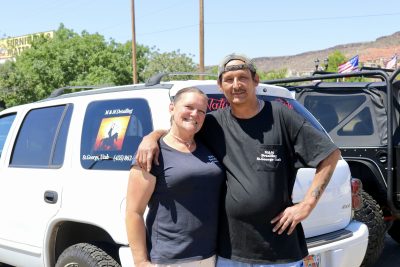 M&M Detailing owners Marnie Abrahamson and Michael Lizotte smile together for a photo, St. George, Utah, June 17, 2024 | Photo by Jessi Bang, St. George News